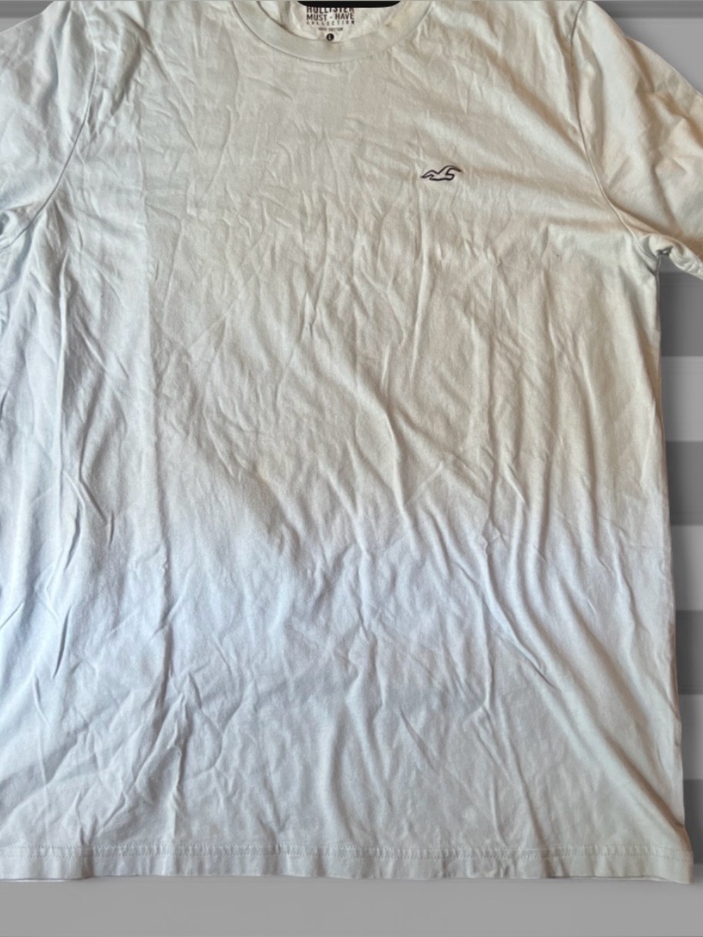 Hollister Men’s light blue-Sleeve Crew Tee with Small Logo
